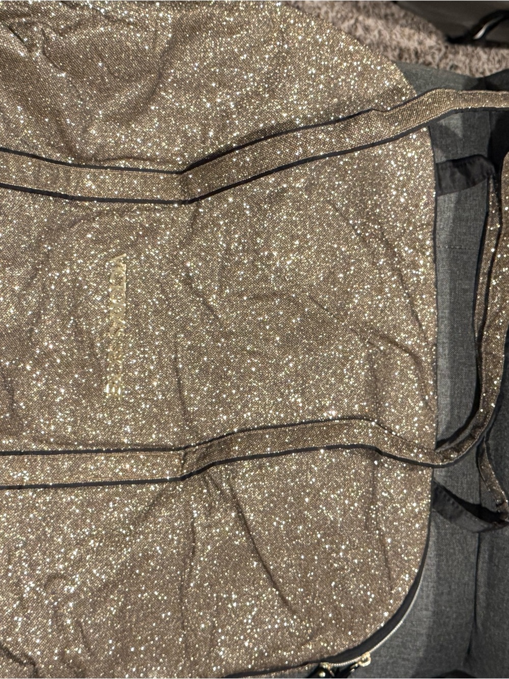 Victoria’s Secret cream + gold glitter large tote, NWT